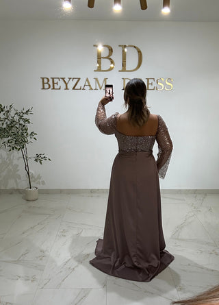 Princess dress taupe PLUS SIZES