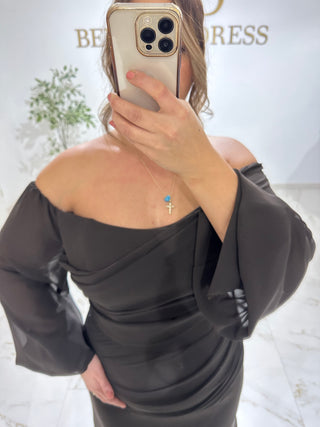 Sadem dress darkbrown PLUS SIZES